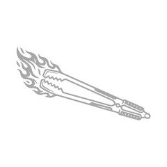 Flaming BBQ Tongs Design Illustration