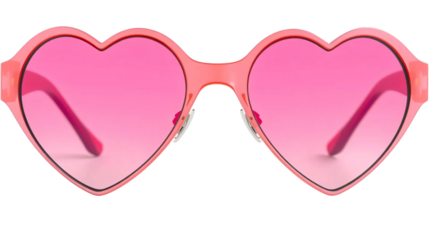 Heart-shaped sunglasses with pink lenses isolated on transparent background