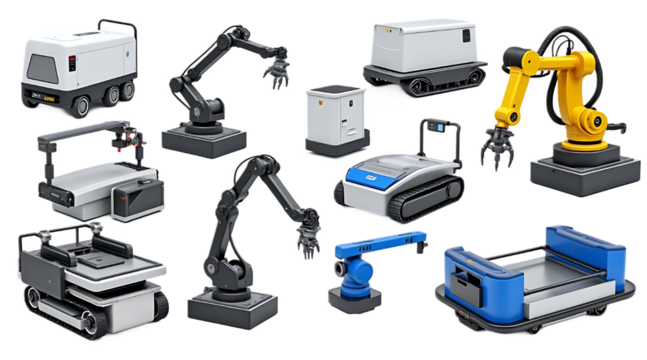 Collection of Industrial Robots and Automated Vehicles automation technology