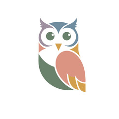 Naklejka premium Stylized owl illustration in pastel colors for artistic branding or nature-themed design