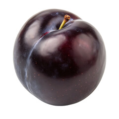 A whole black plum isolated on a transparent background
