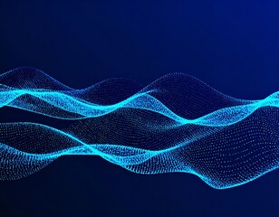 Abstract digital art with glowing blue waveform on a dark blue background