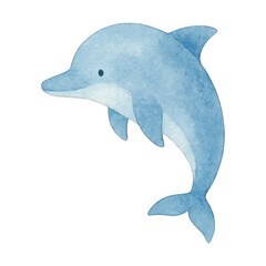 Obraz premium PNG Watercolor dolphin illustration art.