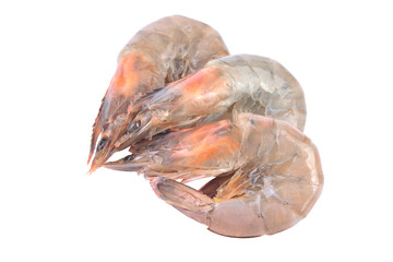 Raw shrimp isolated on white background