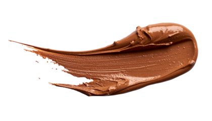 textured abstract brown paint stroke isolated on transparent background, png