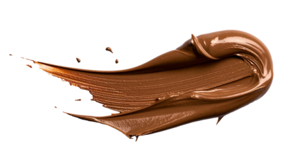 textured abstract brown paint stroke isolated on transparent background, png