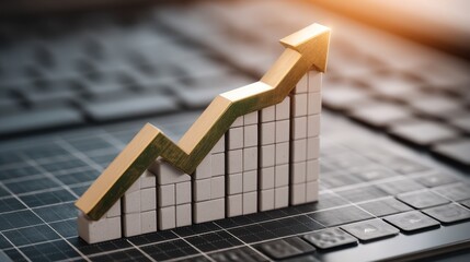 Market growth trends financial sector graph visualization digital space close-up view economic insights