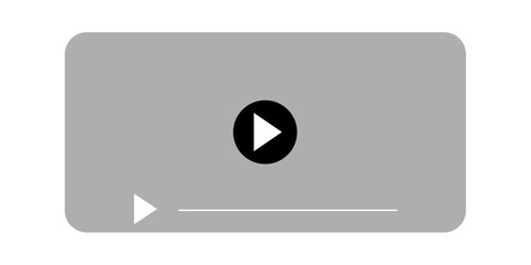 Minimalist Video Player Interface, Simple Gray UI Icon for Media Content