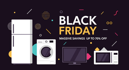 Black Friday massive savings on refrigerator washer TV and microwave Great for retail promotions