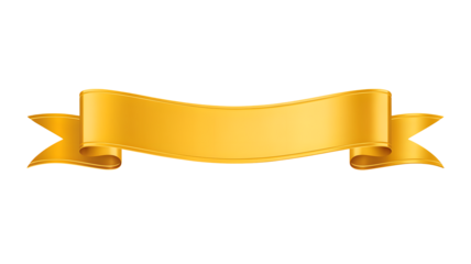 Elegant golden ribbon banner with curled ends perfect for awards or titles isolated on transparent background