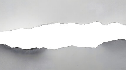 A rough torn edge of white paper revealing a dark black void or space isolated on transparent background