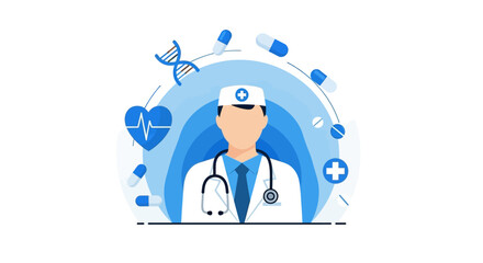Professional doctor illustration for modern medical website or healthcare campaign with a clean and elegant design that inspires trust and conveys expertise