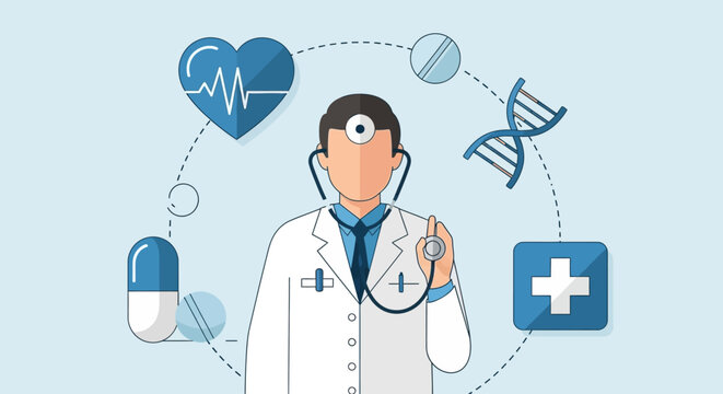 Dedicated doctor ready to help with your health using modern medicine, offering care, compassion, and expertise for a healthier tomorrow