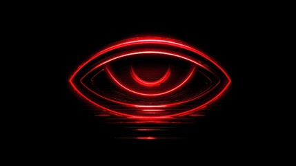Abstract red eye illustration on black background with glowing design