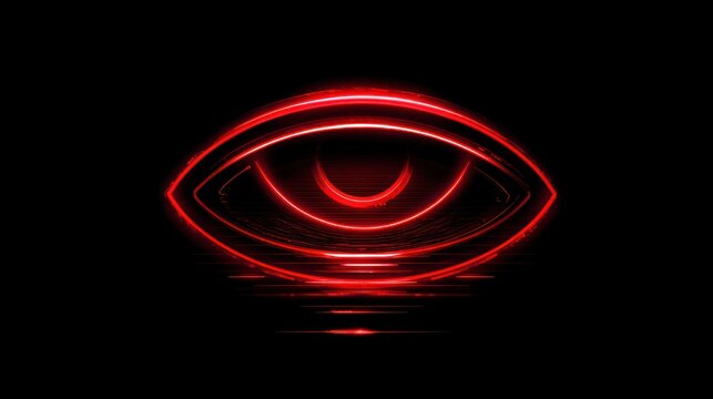 Abstract red eye illustration on black background with glowing design