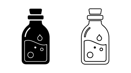 Potion bottles with cork stoppers with transparent background