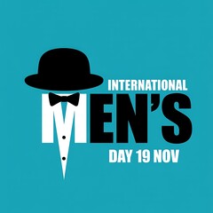 International mens day graphic with tuxedo and bowler hat