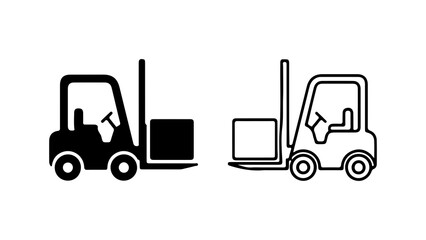 Forklift icons with outline and solid fill with transparent background