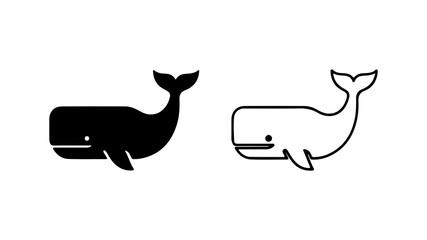 Whale icon set with transparent background