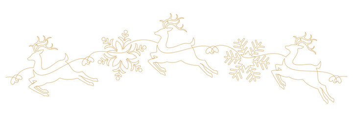 Obraz premium gold line art style two reindeer and big snowflake for Christmas decoration 2.eps