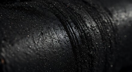 Abstract Black Surface with Water Droplets and Scratches, Dark and Moody