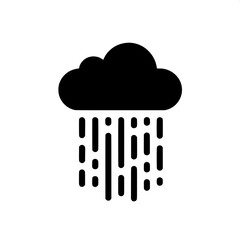 Black and White Vector Silhouette of Cloud with Rain Emoji