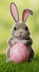 Obraz premium Bunny Holding Dotted Egg