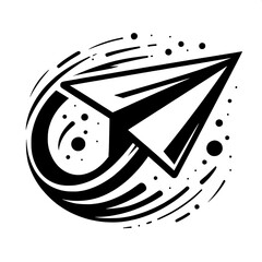 Black and White Vector Silhouette of Paper Plane Emoji