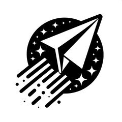 Black and White Vector Silhouette of Paper Plane Emoji