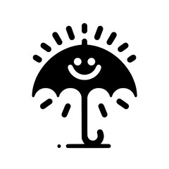 Black and White Vector Silhouette of Umbrella Emoji