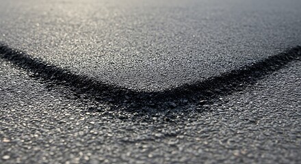 Close-up macro shot of asphalt texture with sharp edge and sparkling light reflections