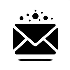 Black and White Vector Silhouette of Envelope Emoji