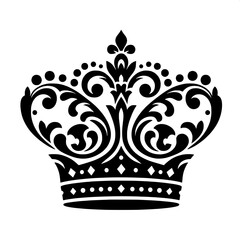 Black and White Vector Silhouette of Crown Emoji