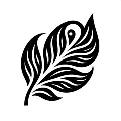 Black and White Vector Silhouette of Leaf Emoji