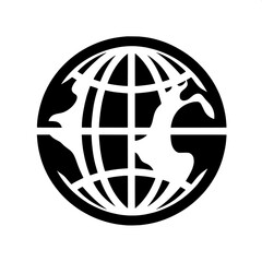 Black and White Vector Silhouette of Globe Emoji