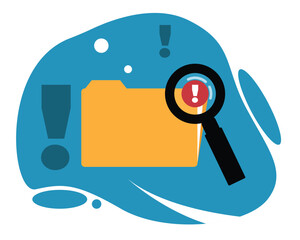 Magnifying Glass is Watching a Folder with Important Documents. Business documentation and new work vector art