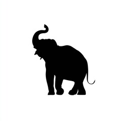 Obraz premium Black elephant silhouette against white background for design and print