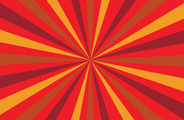Obraz premium Vibrant radial burst of warm red and orange stripes emanating from a central point creating a dynamic visual effect