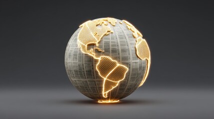 Glowing Earth Model with Currency Texture, Financial Concepts, Global Economy, 3D Illustration Representing Globalization and Monetary Exchange