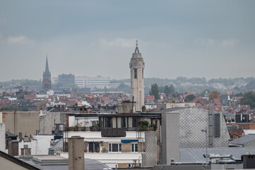 Fototapeta premium Panoramic view over the city of Brussels Capital Region, Belgium, 17 OCT 2025
