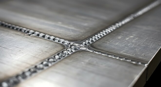 Precise Welding Junction: Close-Up of Metallic Cross-Section with Detailed Beadwork