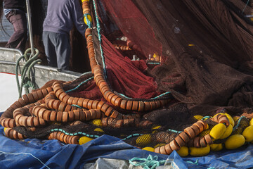 Fishing Boat With Dark Red