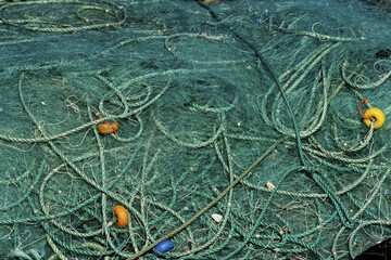 Large Pile Tangled Fishing Nets