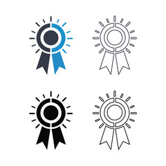 award ribbon vector silhouette clip art logo design illustration. award ribbon icon set collections.