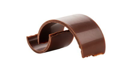 Chocolate curl isolated on transparent background for dessert decoration concept