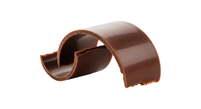 Chocolate curl isolated on transparent background for dessert decoration concept