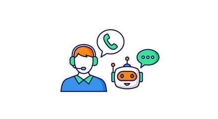 Customer service chatbot operator providing phone and chat support demonstrating ai assistance for a modern customer experience.