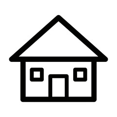 Minimalist Outline House Icon with Geometric Shapes on White