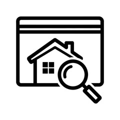 Minimalist Line Art House Search and Magnifier in Browser Icon