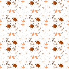 seamless pattern of autumn leaves on a white background for wallpaper or wrapping paper